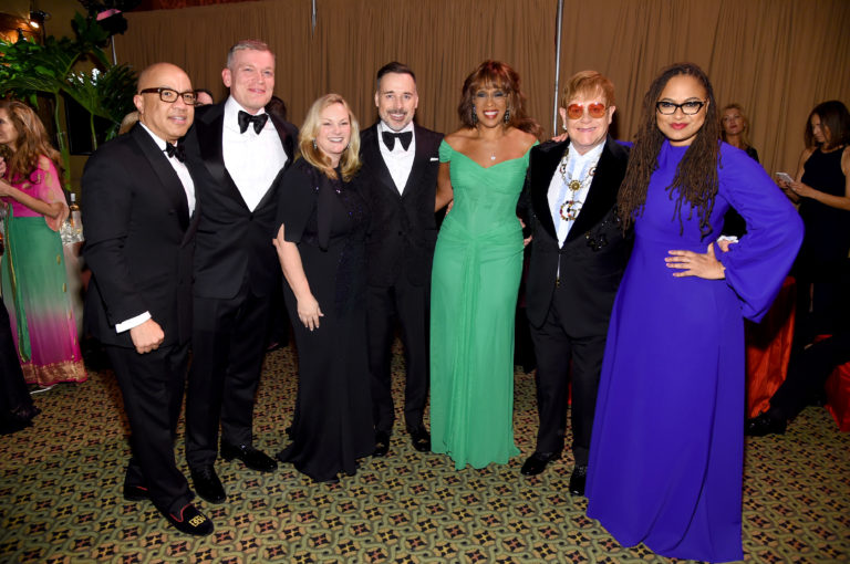 Darren Walker, Joe McMillan, Patricia Hearst, David Furnish, Gayle King, Elton John, and Ava DuVernay