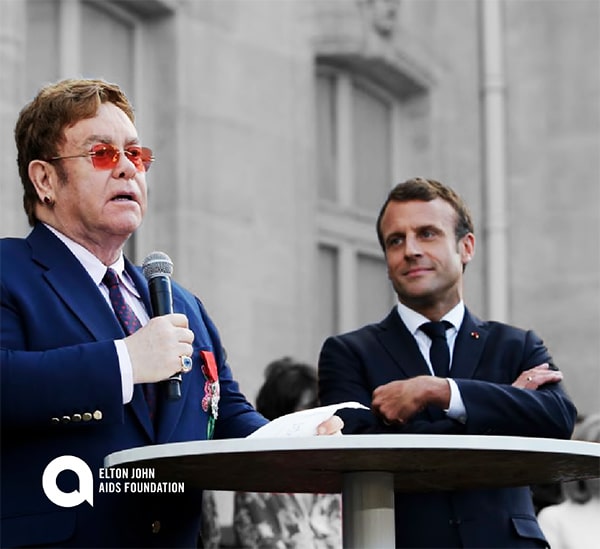 Elton John speaks after receiving the Légion d'honneur from President Macron