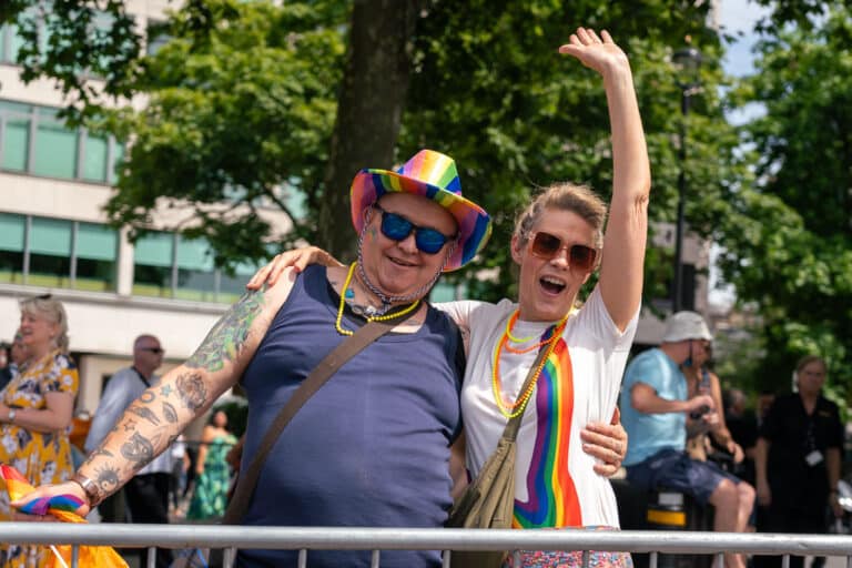 London Pride 2024 crowd with their hands in the air